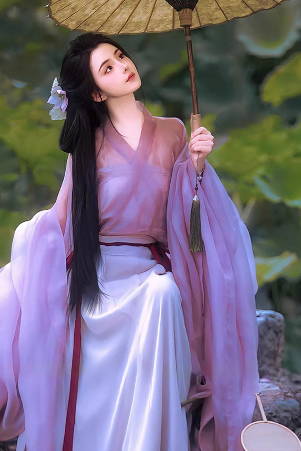 Song Dynasty New Chinese Style Daily Wear Purple Hanfu Dress - zihe 紫荷