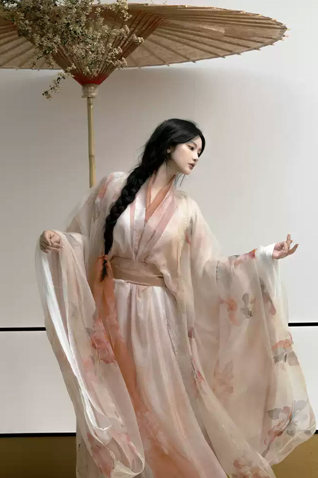 Song Dynasty Pink Hanfu Dress with Straight Hem and Cool Elegant Style - fuguangzui 浮光醉