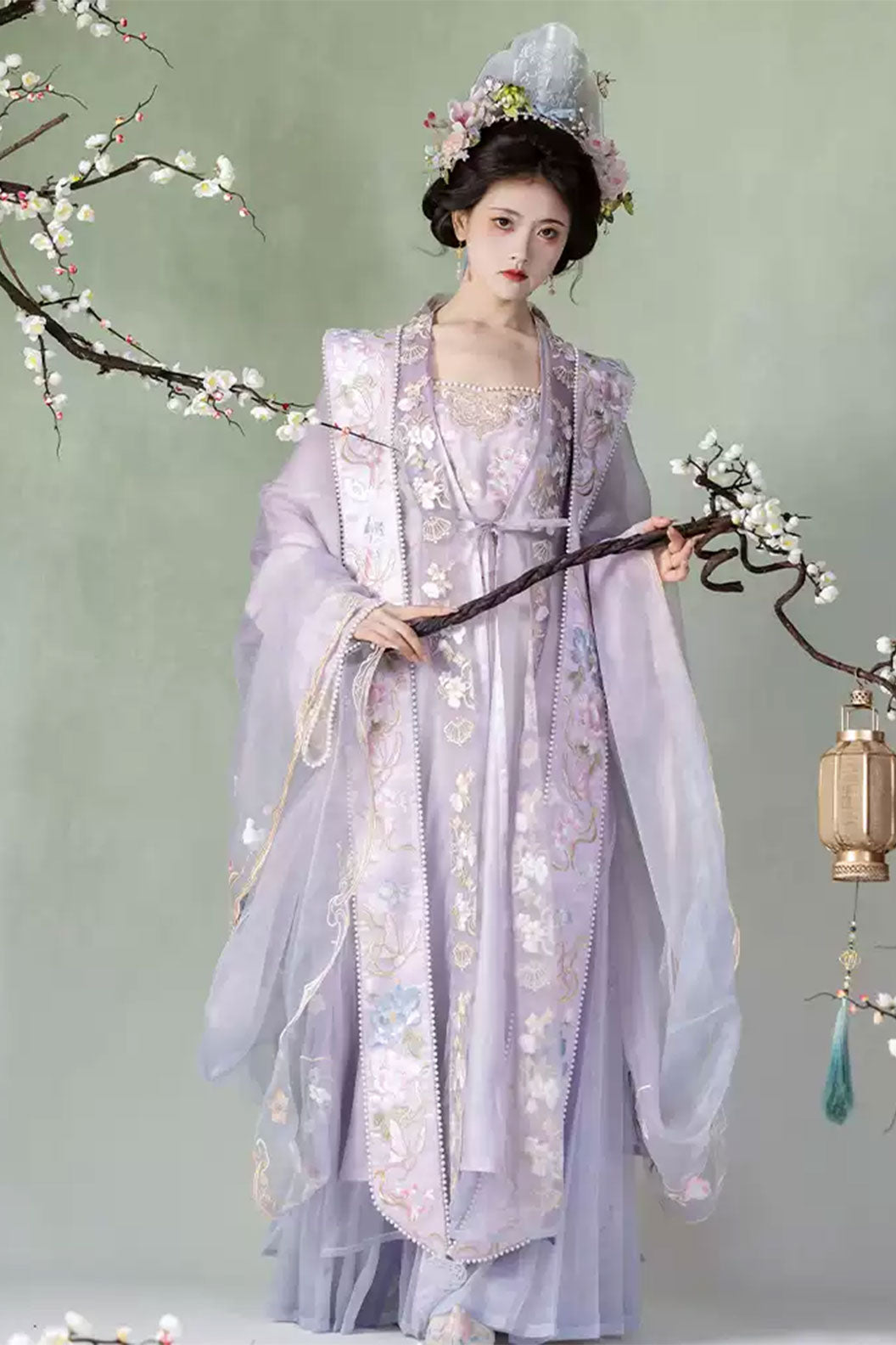 Song Dynasty Purple Hanfu Dress 5-Piece Set with Heavy Embroidery - zixia 紫霞
