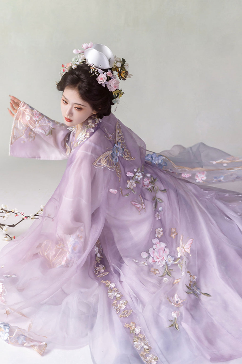 Song Dynasty Purple Hanfu Dress 5-Piece Set with Heavy Embroidery - zixia 紫霞