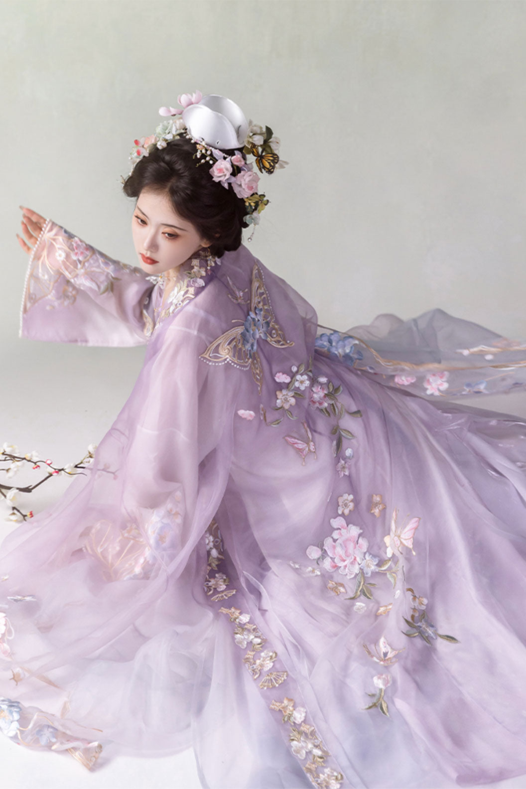 Song Dynasty Purple Hanfu Dress 5-Piece Set with Heavy Embroidery - zixia 紫霞