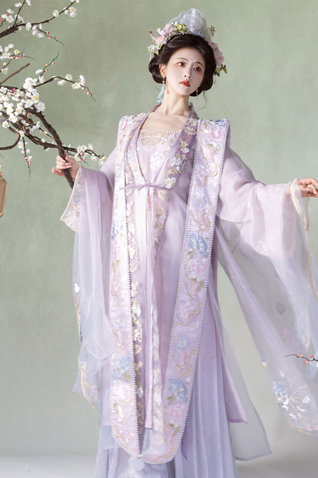 Song Dynasty Purple Hanfu Dress 5-Piece Set with Heavy Embroidery - zixia 紫霞