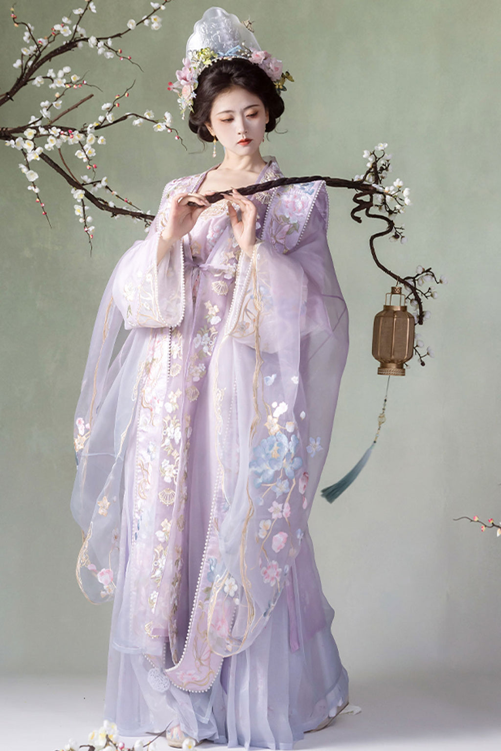 Song Dynasty Purple Hanfu Dress 5-Piece Set with Heavy Embroidery - zixia 紫霞
