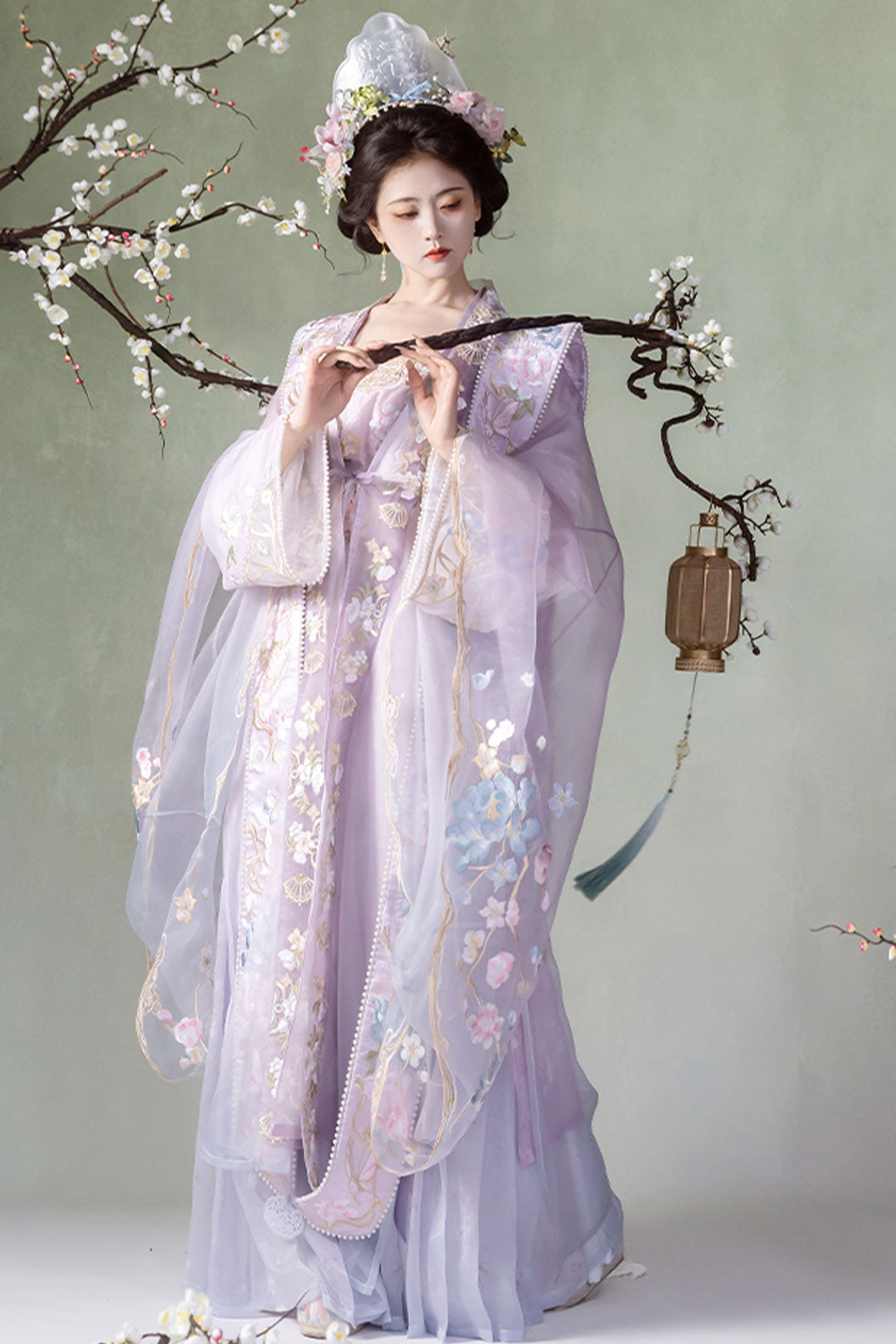 Song Dynasty Purple Hanfu Dress 5-Piece Set with Heavy Embroidery - zixia 紫霞
