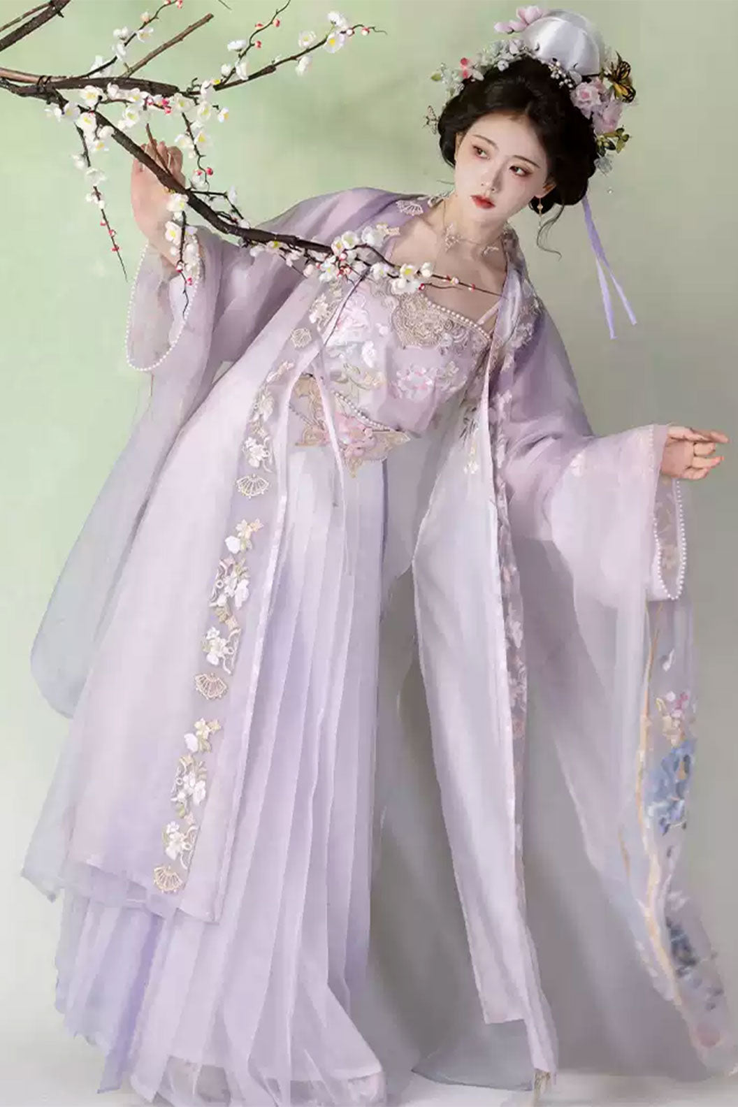Song Dynasty Purple Hanfu Dress 5-Piece Set with Heavy Embroidery - zixia 紫霞