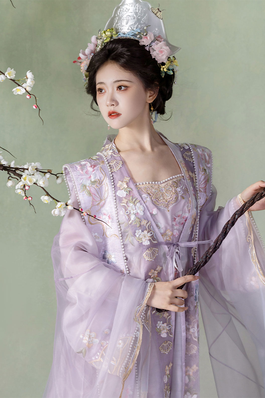 Song Dynasty Purple Hanfu Dress 5-Piece Set with Heavy Embroidery - zixia 紫霞