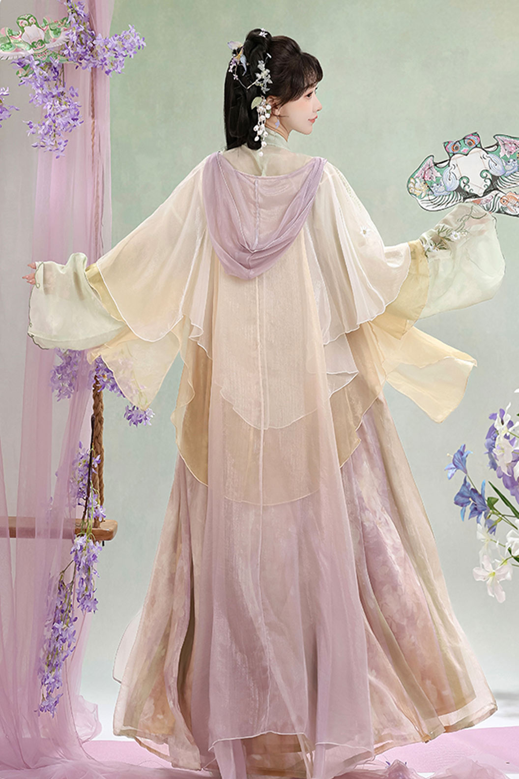 Tang Dynasty Apricot Hanfu Dress Embroidered Chest High Ruqun with Cape - chunfengmanye 春风慢野