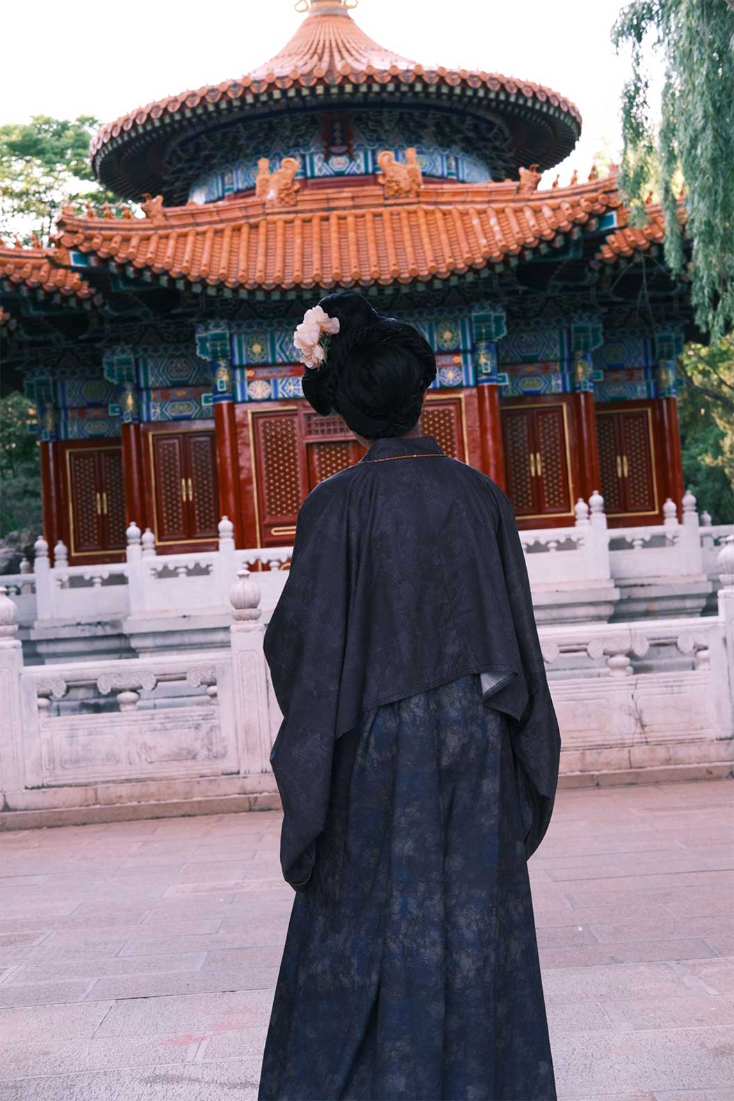 Tang Dynasty Black Hanfu Dress with Qi Xiong Ru Skirt and Famen Temple Inspired  - chanyi 禅意