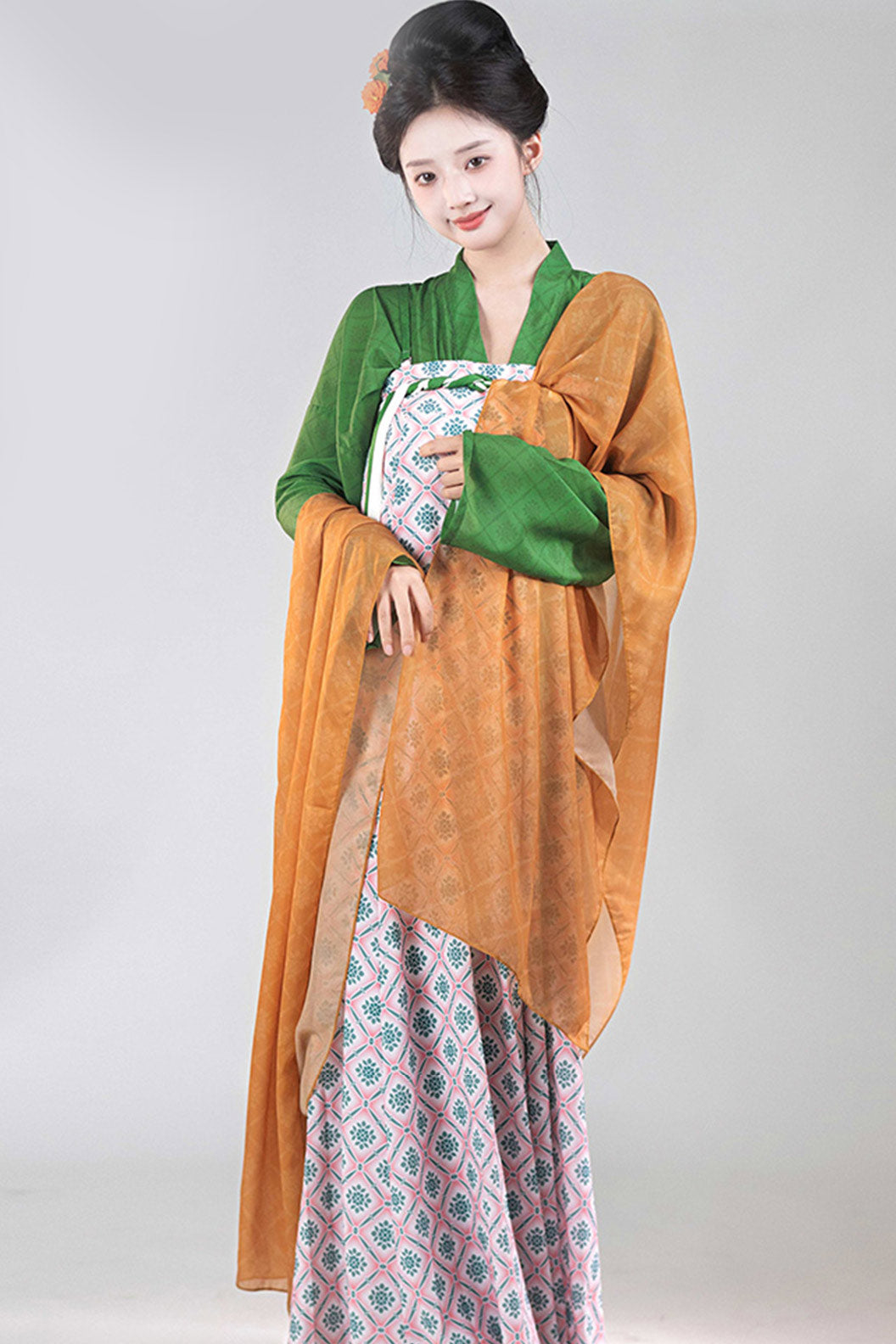 Tang Dynasty Blue Hanfu Dress Chest High Po Skirt with Shoulder Straps - daoliantu 捣练图