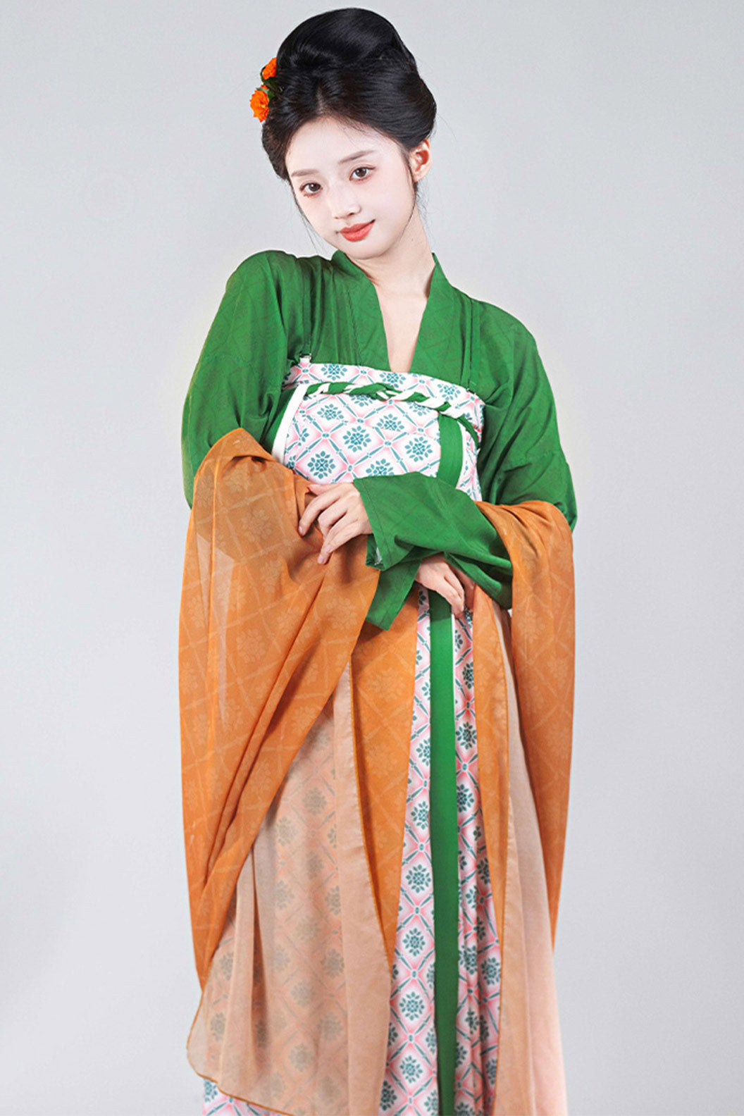 Tang Dynasty Blue Hanfu Dress Chest High Po Skirt with Shoulder Straps - daoliantu 捣练图