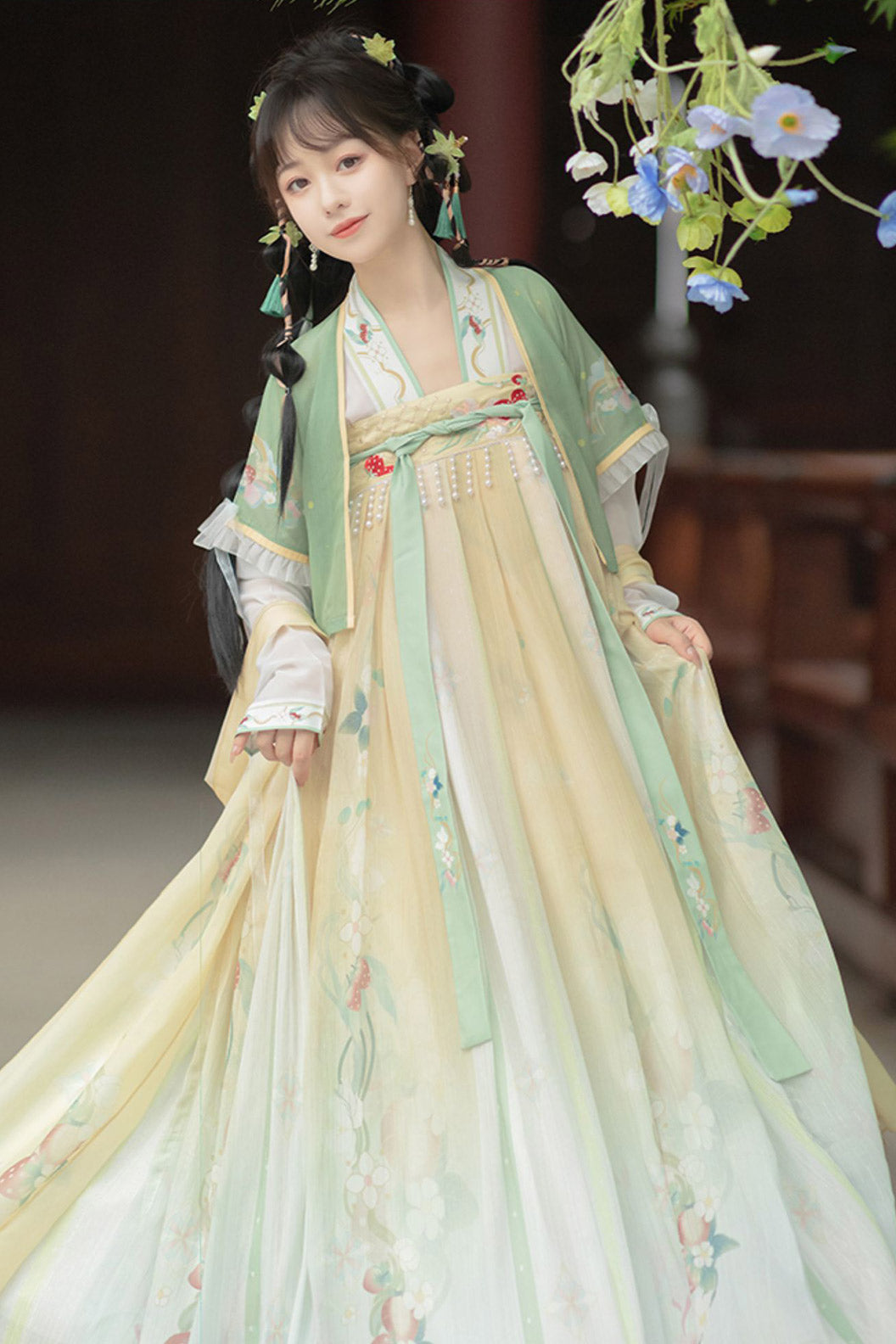 Tang Dynasty Blue Hanfu Dress Chest High Ruqun Chinese Style - lianshuang 恋霜