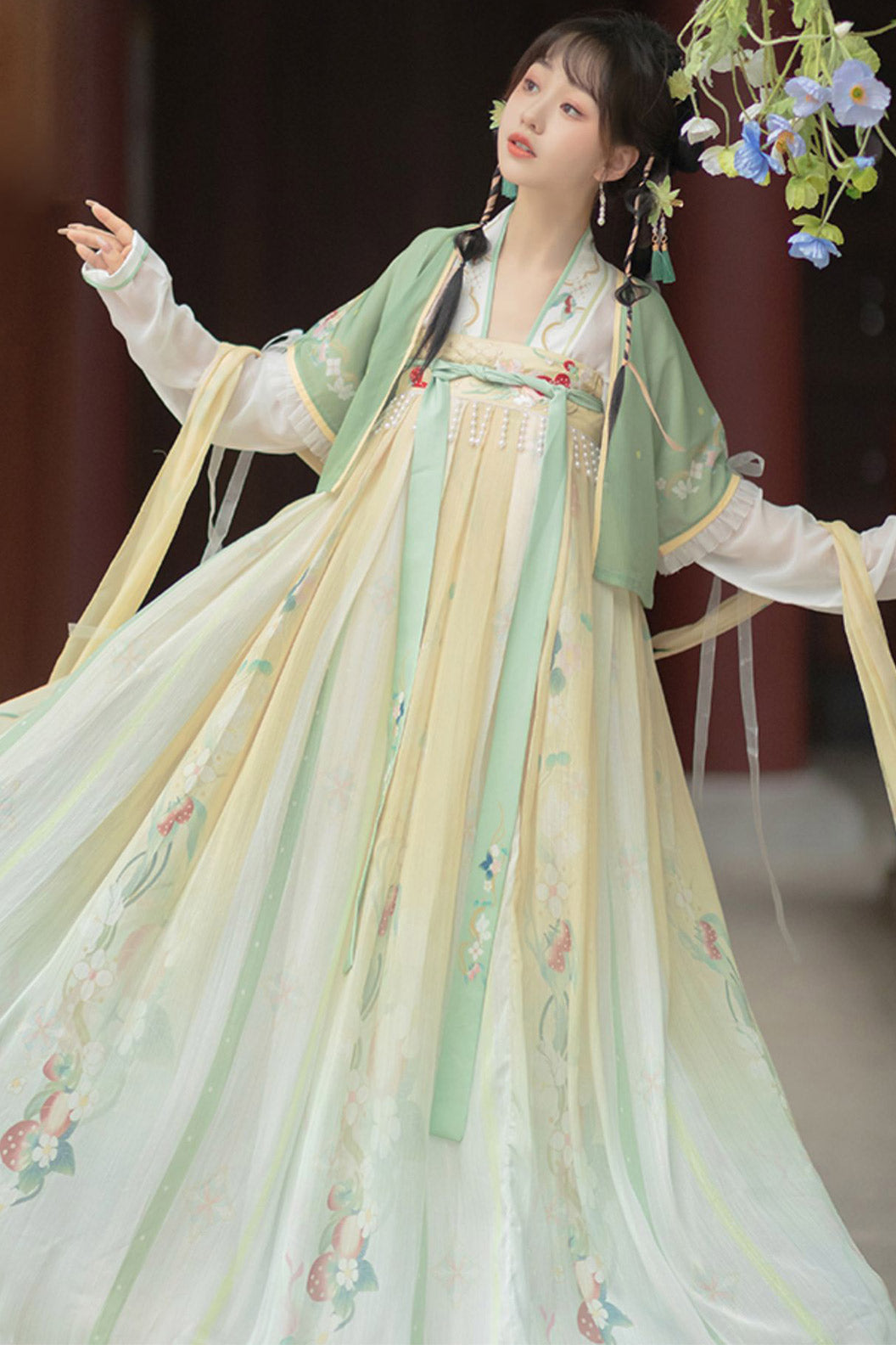Tang Dynasty Blue Hanfu Dress Chest High Ruqun Chinese Style - lianshuang 恋霜
