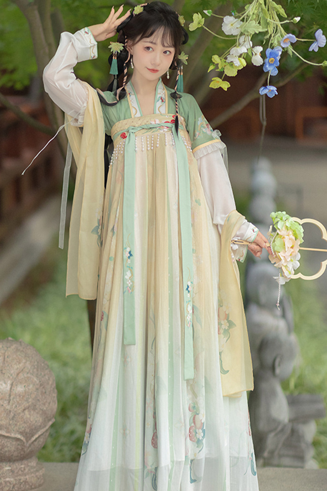 Tang Dynasty Blue Hanfu Dress Chest High Ruqun Chinese Style - lianshuang 恋霜
