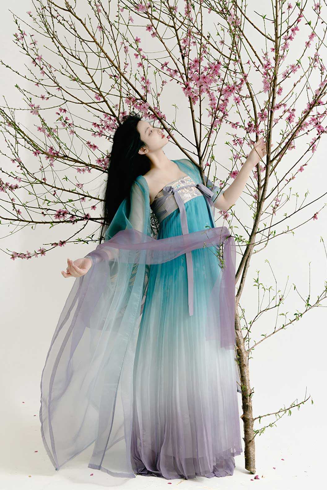 Tang Dynasty Blue-Purple Hanfu with Embroidery and Chest-High Ruqun Skirt - chuge 楚歌