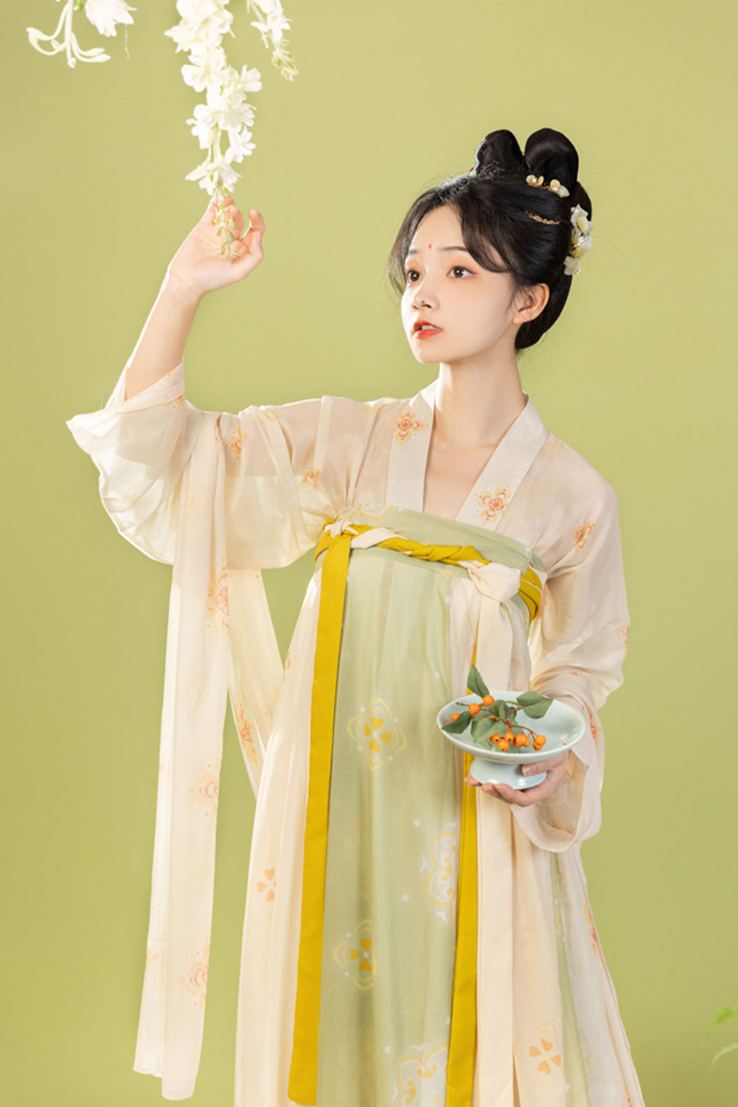Tang Dynasty Cross Collar One Piece Qixiong Ruqun Green Hanfu Dress - fuyao 扶摇