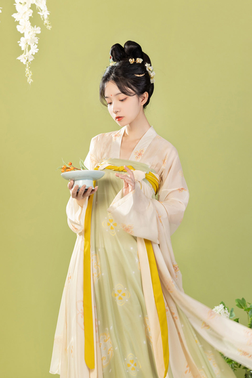 Tang Dynasty Cross Collar One Piece Qixiong Ruqun Green Hanfu Dress - fuyao 扶摇