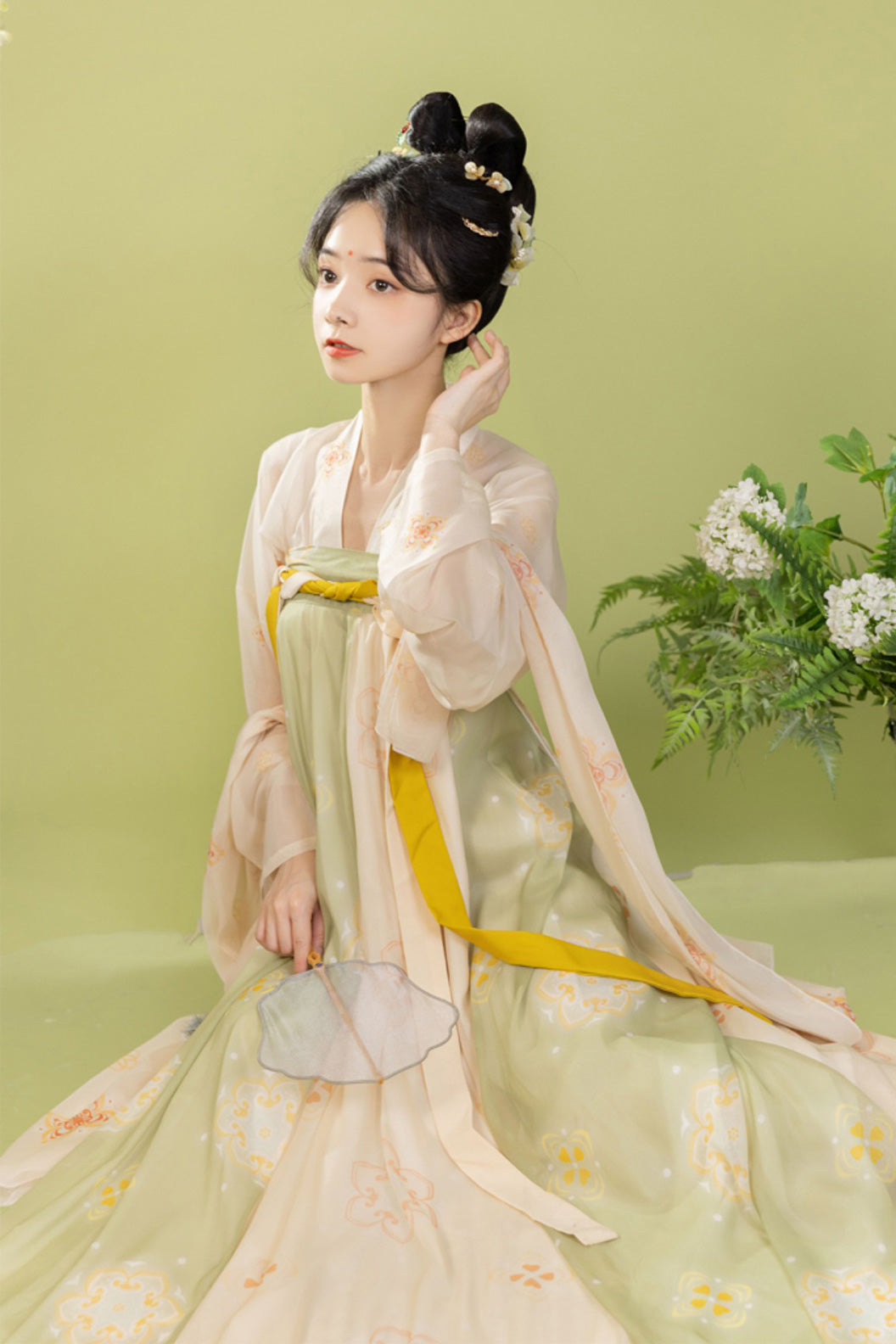 Tang Dynasty Cross Collar One Piece Qixiong Ruqun Green Hanfu Dress - fuyao 扶摇