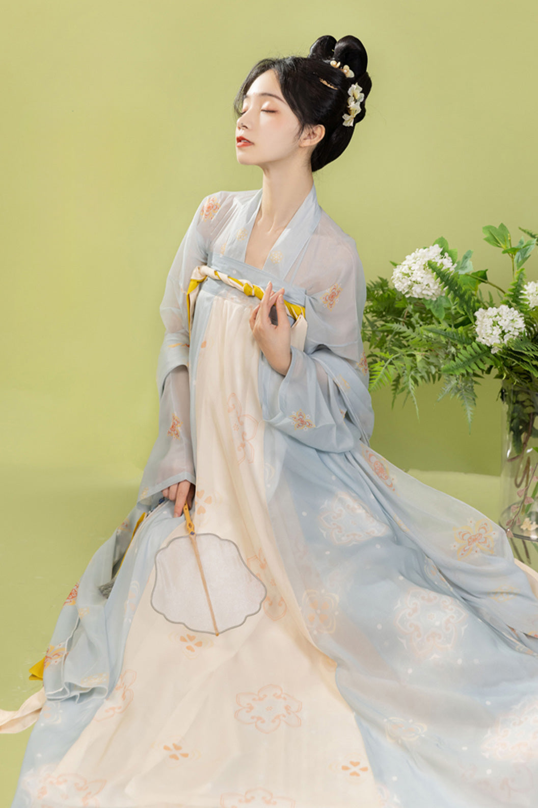Tang Dynasty Cross Collar One Piece Qixiong Ruqun Green Hanfu Dress - fuyao 扶摇