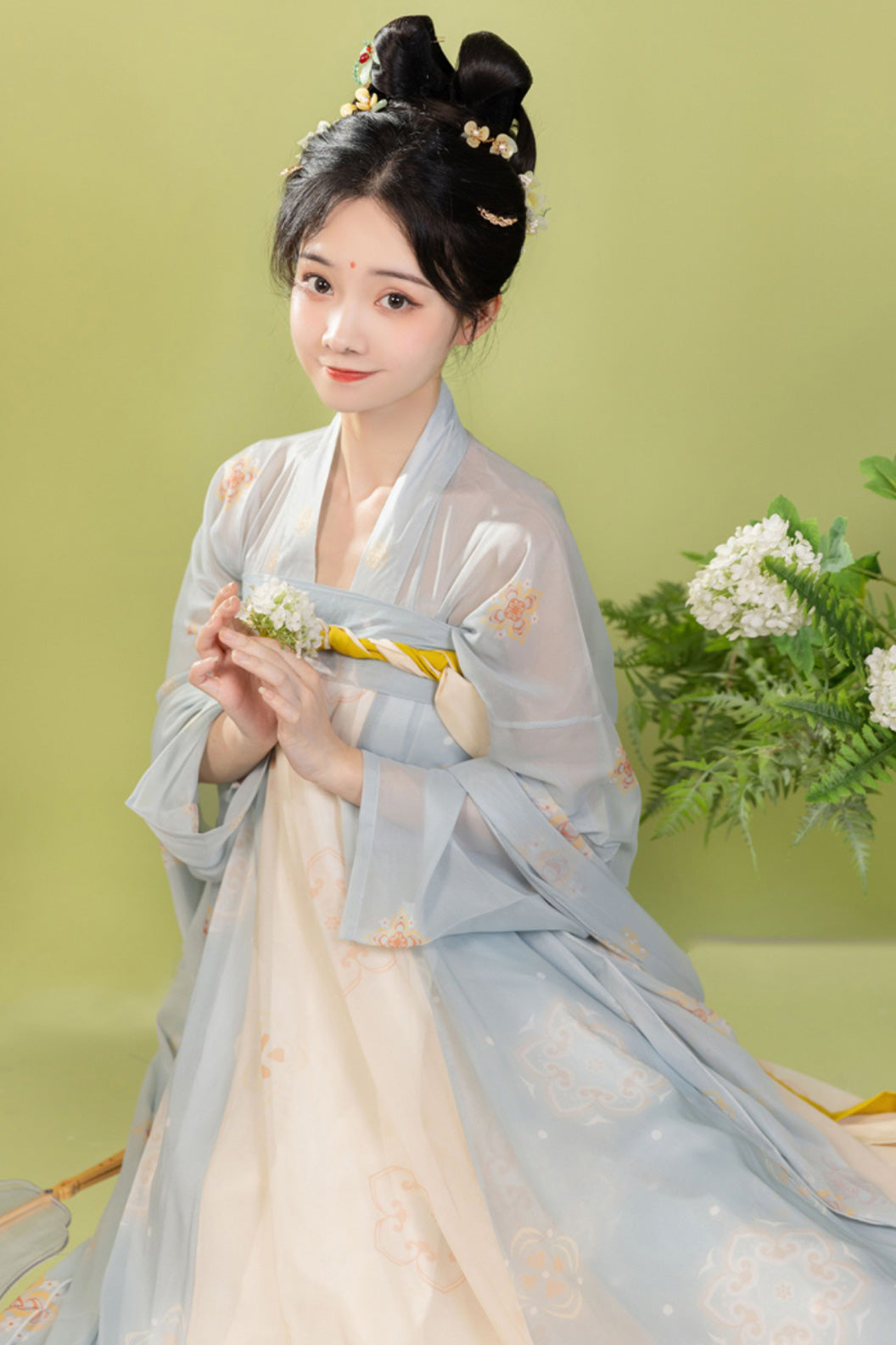 Tang Dynasty Cross Collar One Piece Qixiong Ruqun Green Hanfu Dress - fuyao 扶摇