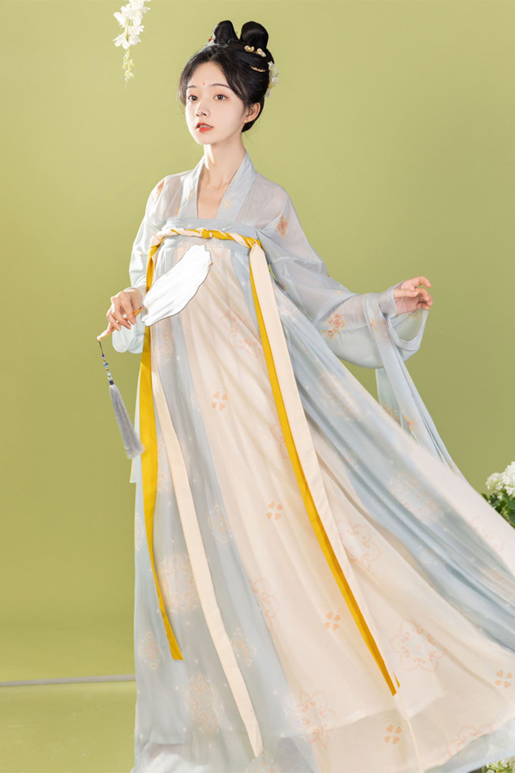 Tang Dynasty Cross Collar One Piece Qixiong Ruqun Green Hanfu Dress - fuyao 扶摇
