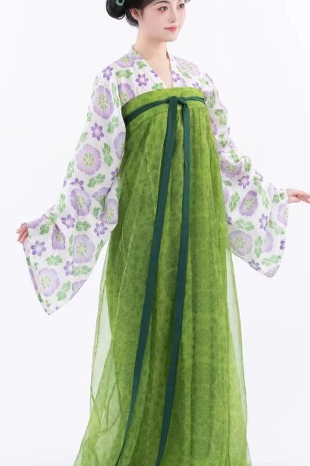 Tang Dynasty Green Hanfu Dress Chest High One Piece Twelve Panel Skirt  - shanju 山居