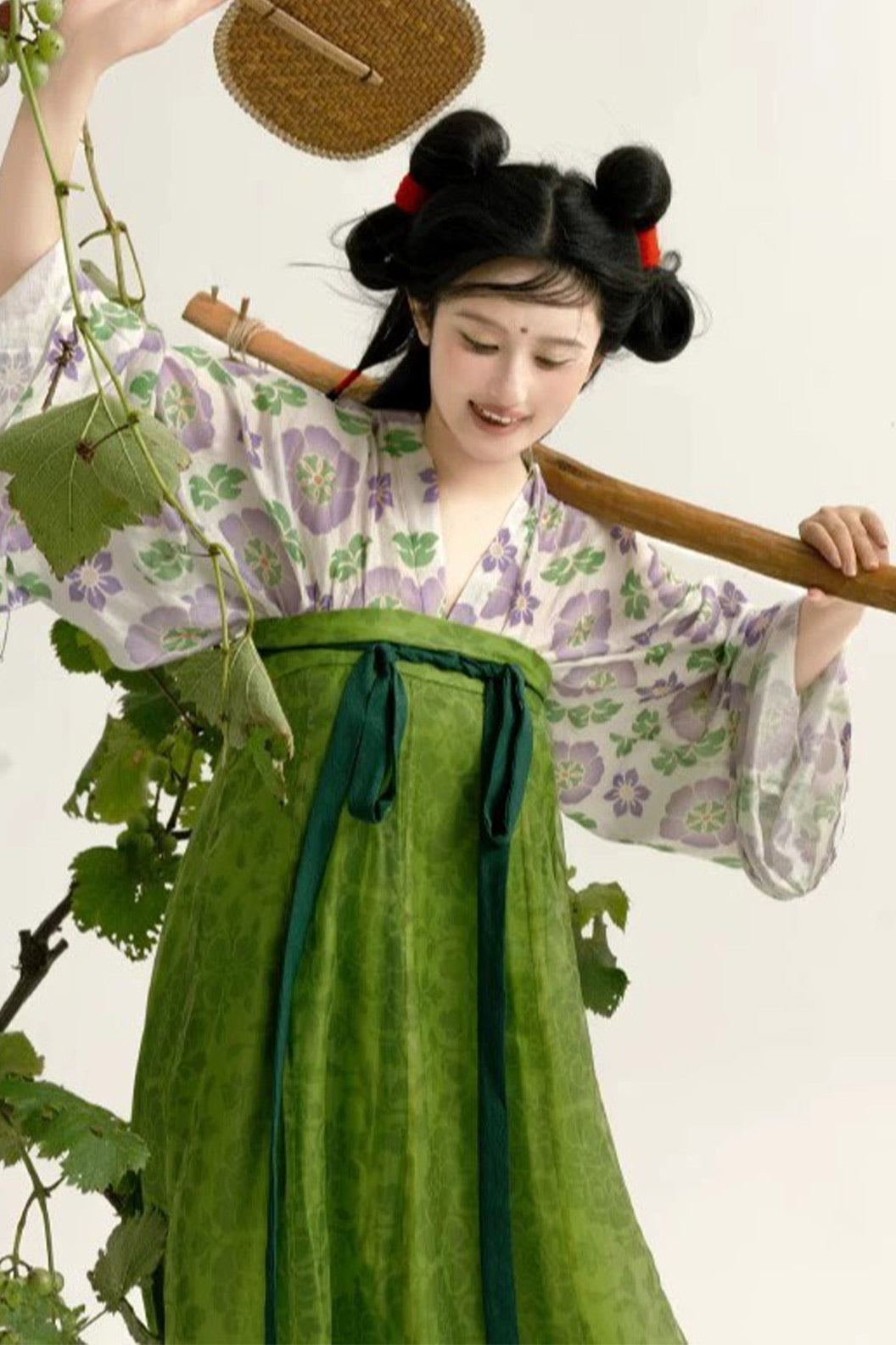 Tang Dynasty Green Hanfu Dress Chest High One Piece Twelve Panel Skirt  - shanju 山居
