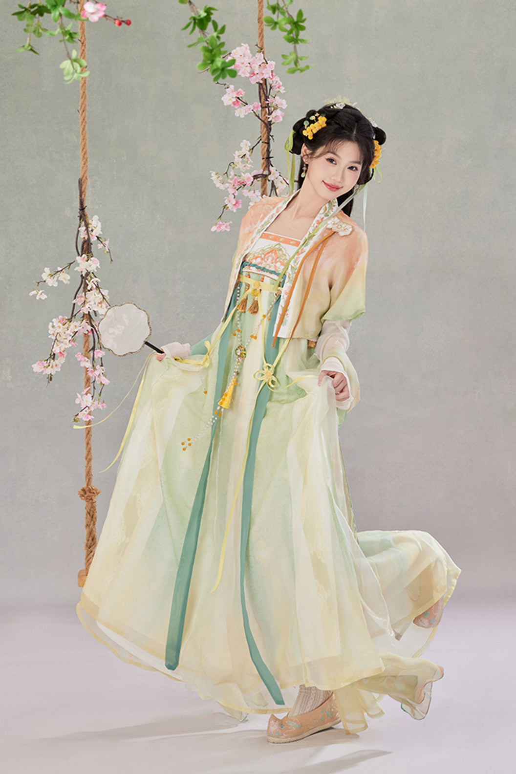 Tang Dynasty Green Hanfu Dress Chest High Ruqun Embroidery - liushangguiyan 柳上归烟