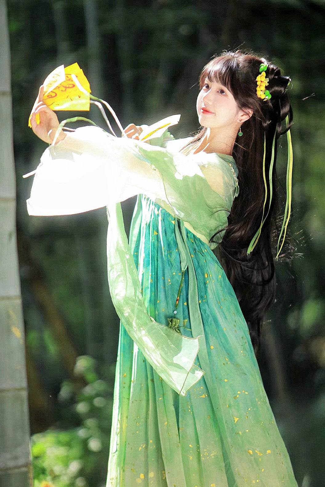 Tang Dynasty Green Hanfu Dress One Piece Chest High Ruqun Fairy Ancient Princess Gown - xiaoyuhu 小玉壶