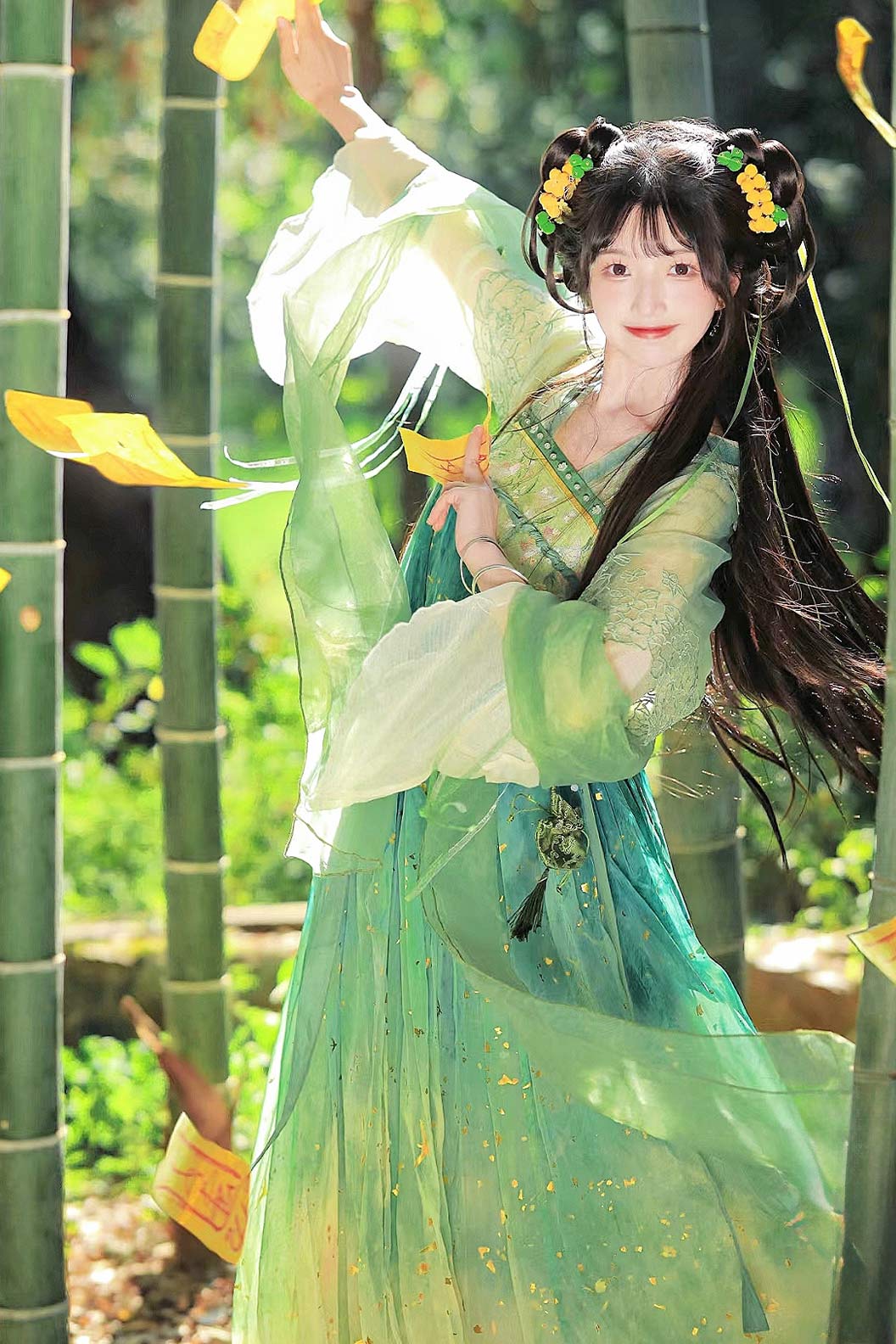 Tang Dynasty Green Hanfu Dress One Piece Chest High Ruqun Fairy Ancient Princess Gown - xiaoyuhu 小玉壶