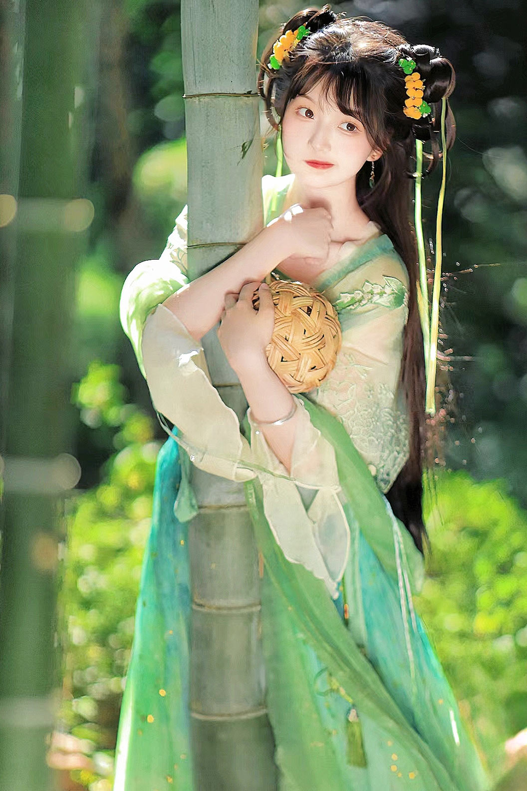 Tang Dynasty Green Hanfu Dress One Piece Chest High Ruqun Fairy Ancient Princess Gown - xiaoyuhu 小玉壶