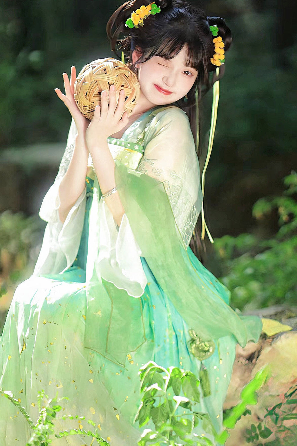 Tang Dynasty Green Hanfu Dress One Piece Chest High Ruqun Fairy Ancient Princess Gown - xiaoyuhu 小玉壶