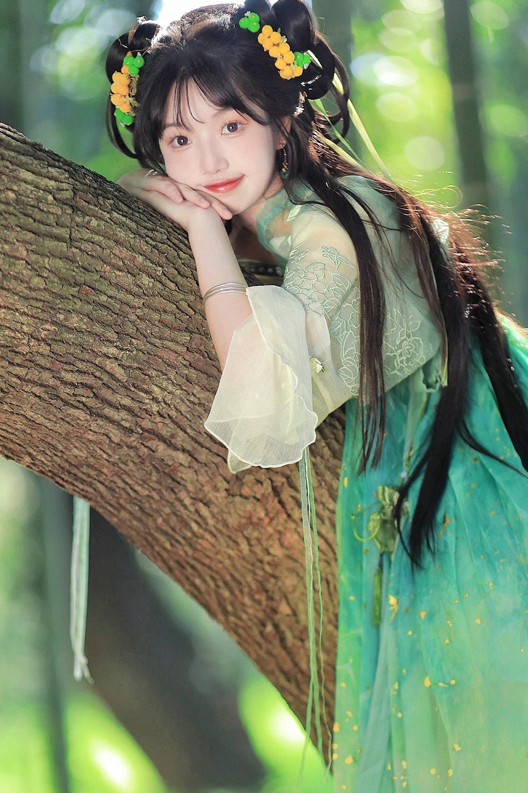 Tang Dynasty Green Hanfu Dress One Piece Chest High Ruqun Fairy Ancient Princess Gown - xiaoyuhu 小玉壶