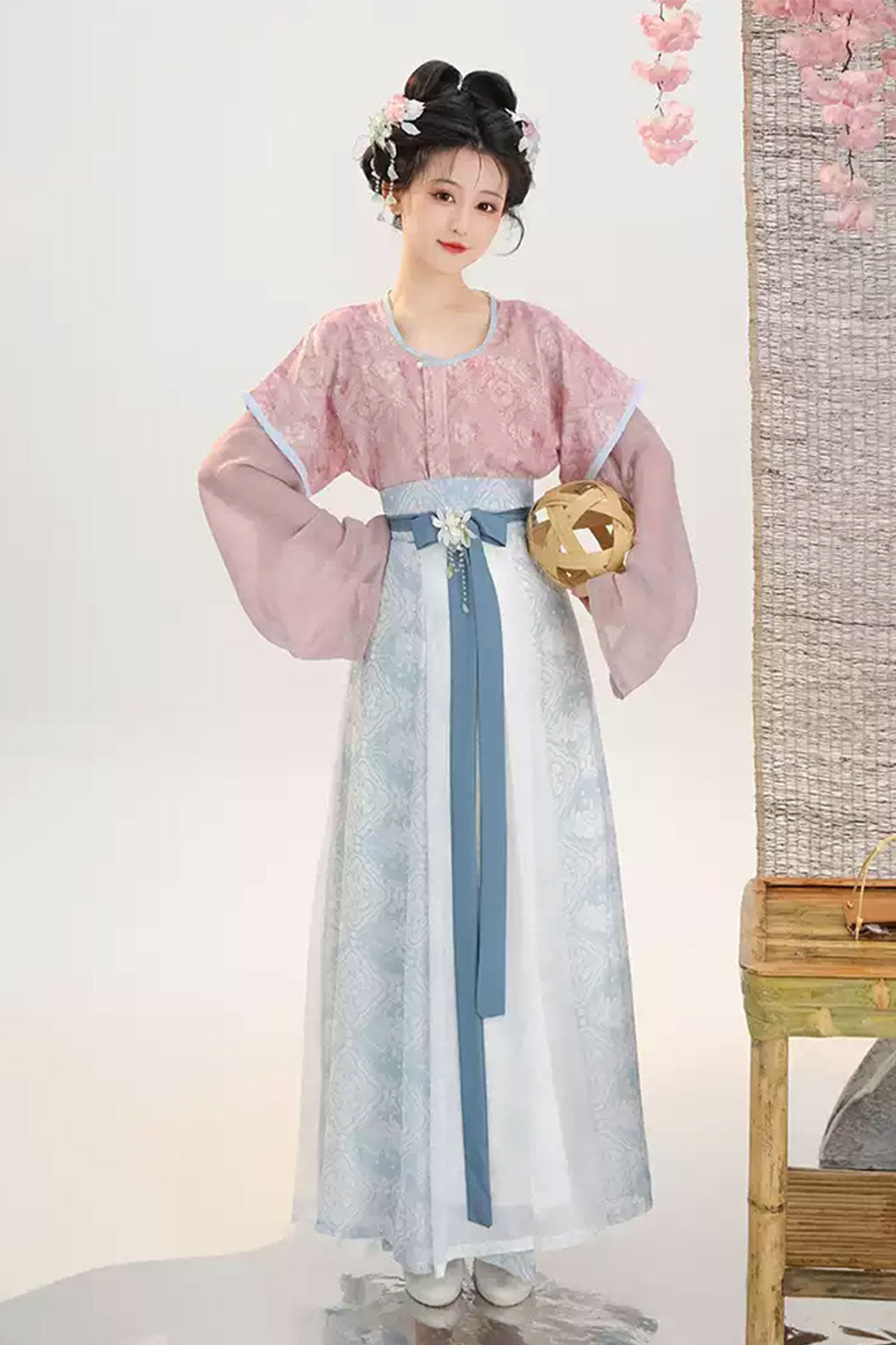 Tang dynasty hanfu beizi and high waisted eight panel skirt set - xiaotangchun 小唐春