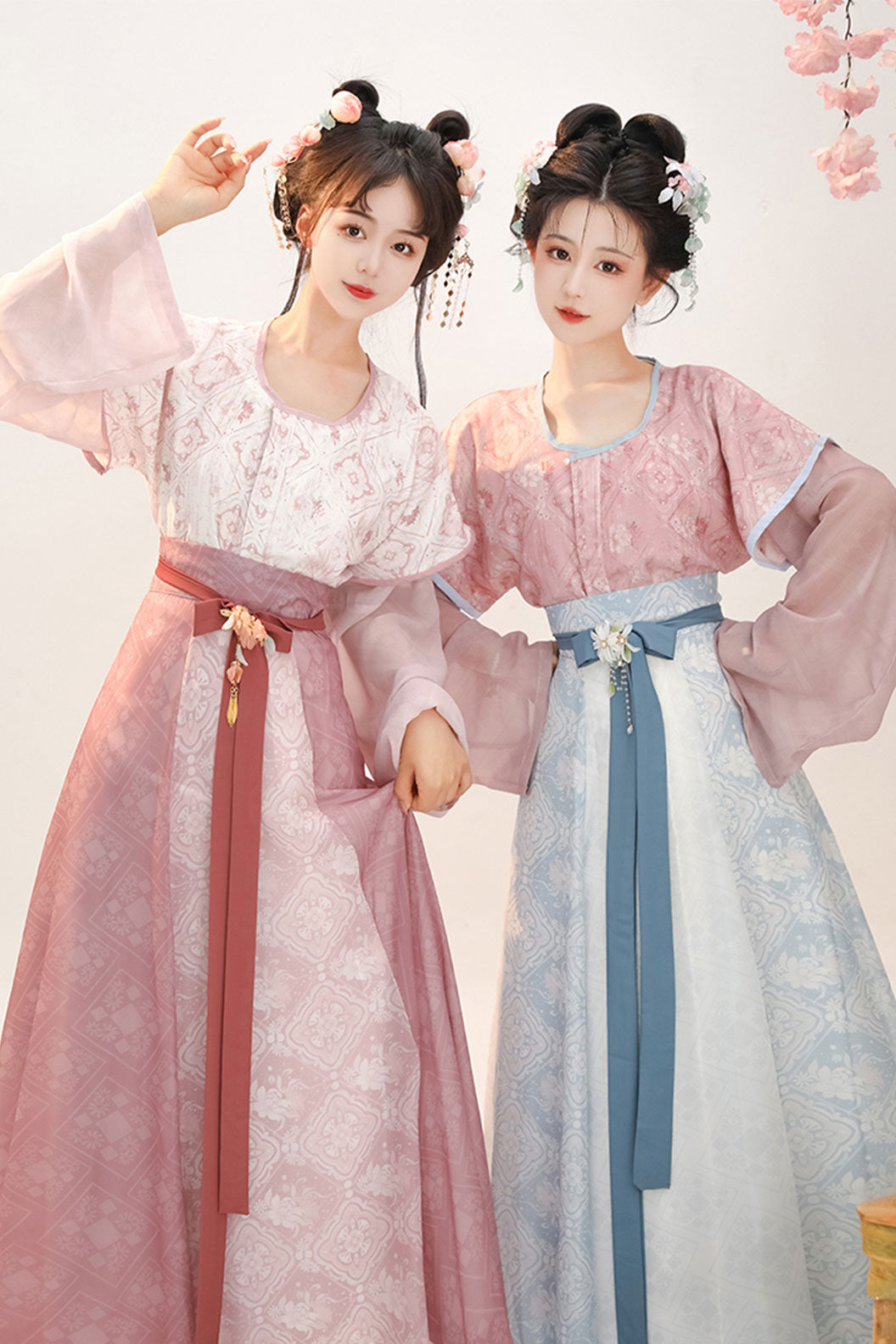 Tang dynasty hanfu beizi and high waisted eight panel skirt set - xiaotangchun 小唐春