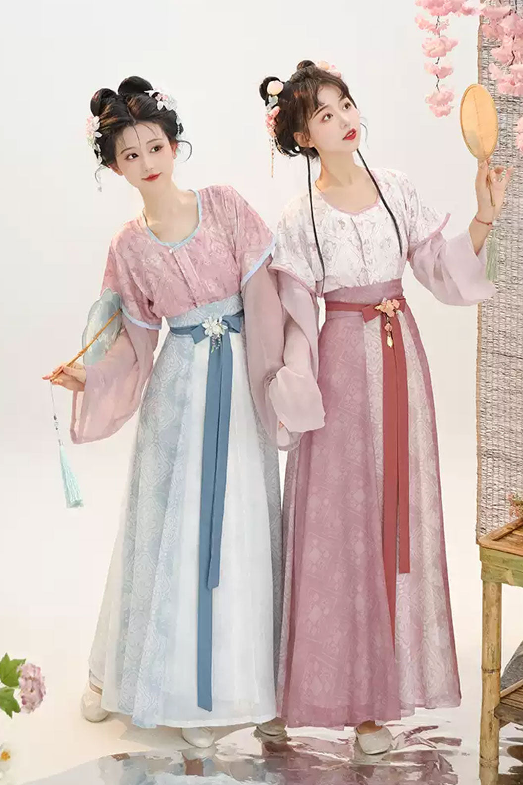Tang dynasty hanfu beizi and high waisted eight panel skirt set - xiaotangchun 小唐春