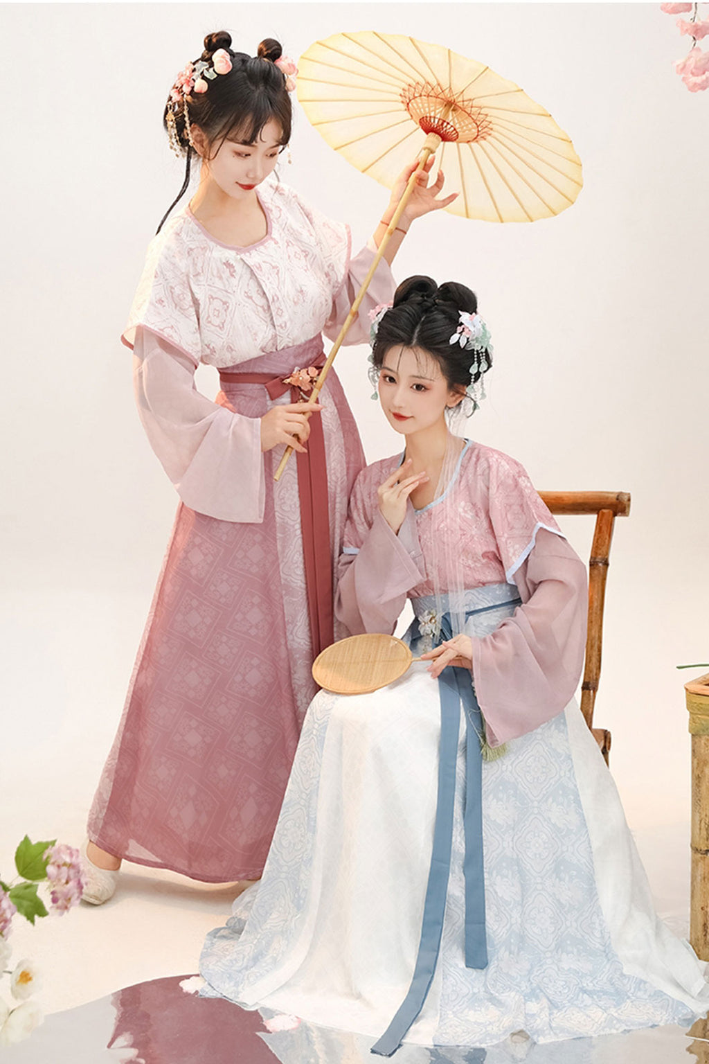 Tang dynasty hanfu beizi and high waisted eight panel skirt set - xiaotangchun 小唐春