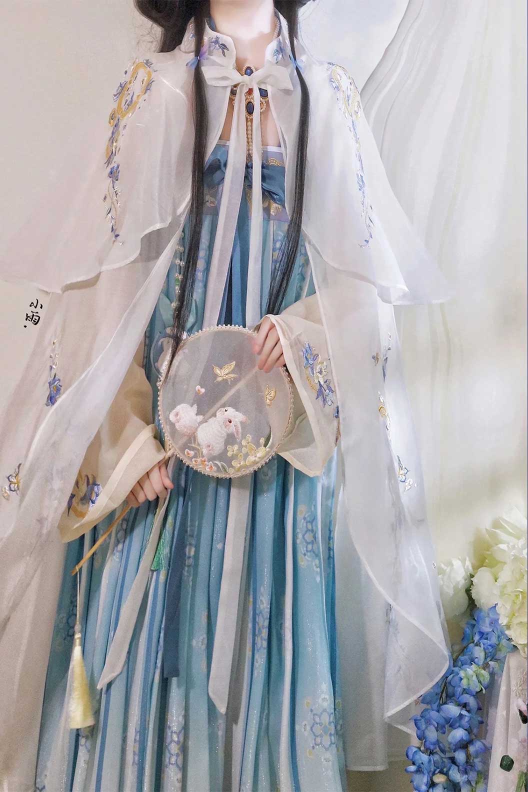 Tang dynasty hanfu blue hanfu with dream of china - menghua 梦华