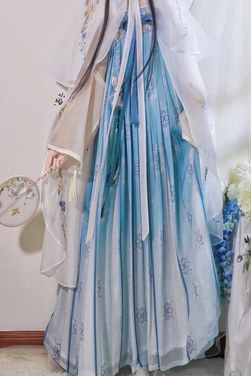 Tang dynasty hanfu blue hanfu with dream of china - menghua 梦华
