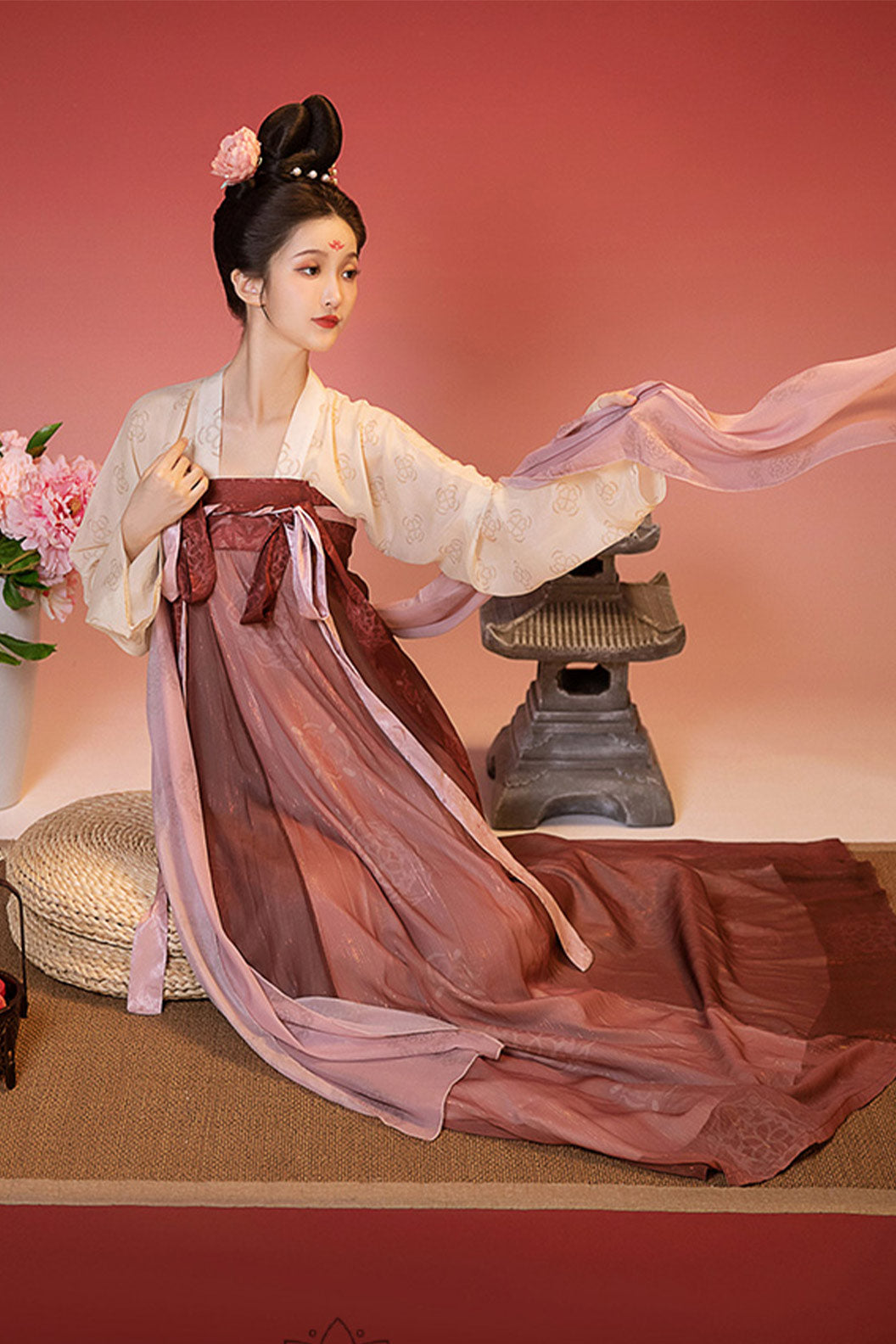Tang Dynasty Hanfu Dress Eight Panel Skirt Chest High Ruqun Tricolor Hanfu Dress -changansong 长安颂