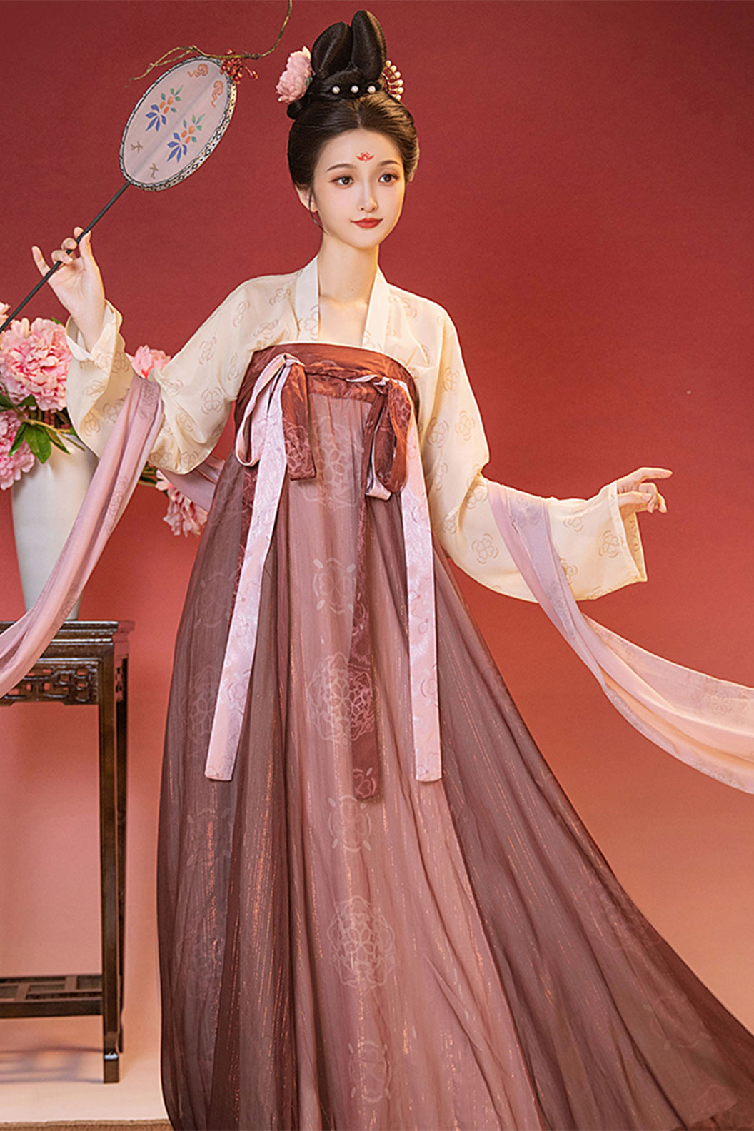 Tang Dynasty Hanfu Dress Eight Panel Skirt Chest High Ruqun Tricolor Hanfu Dress -changansong 长安颂