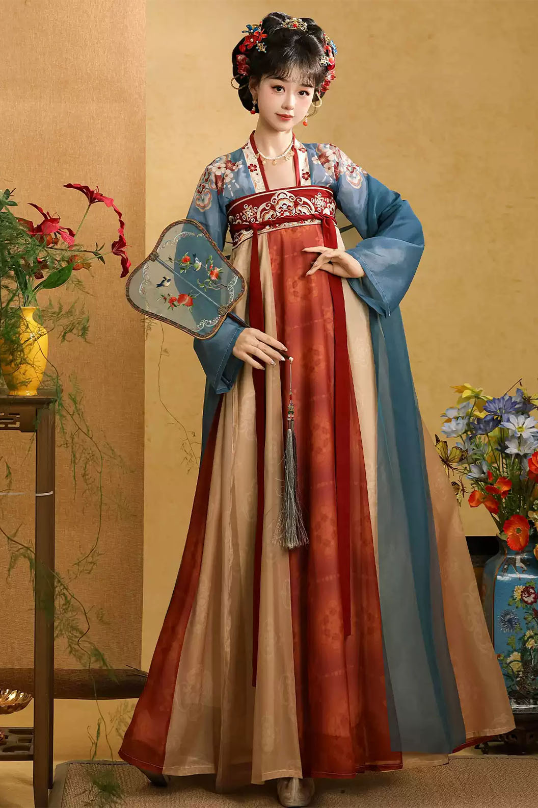 Tang dynasty hanfu embroidered ruqun hanfu dress for spring - dengyunque 灯云阙