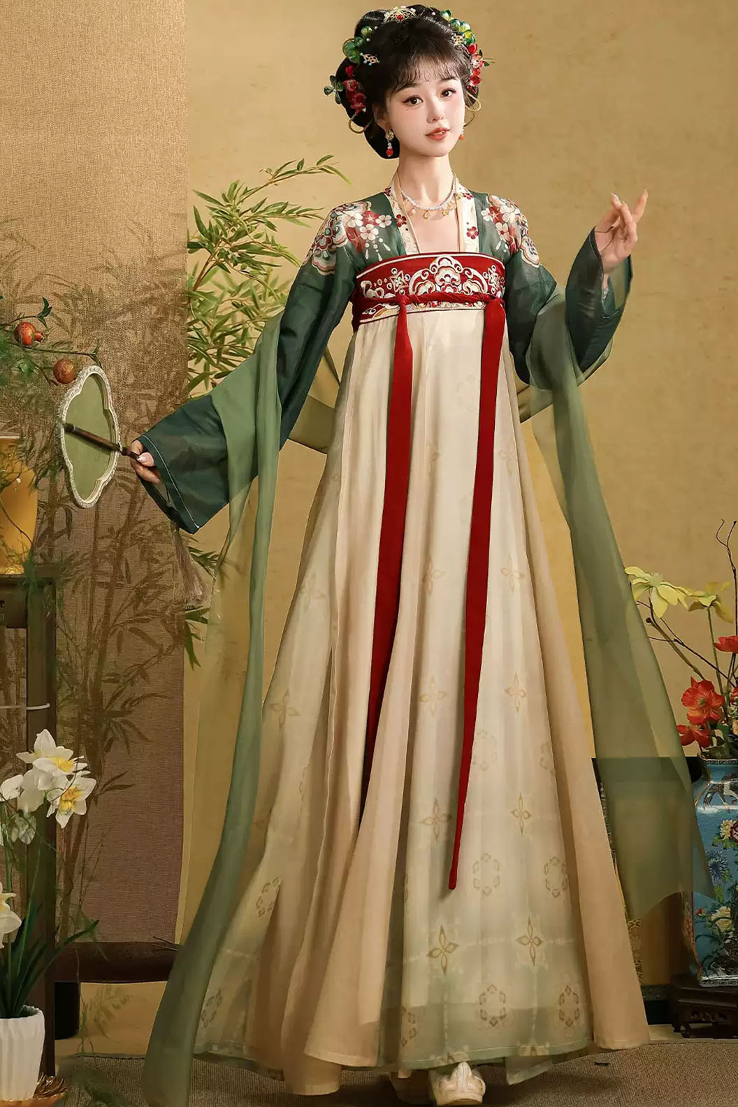 Tang dynasty hanfu embroidered ruqun hanfu dress for spring - dengyunque 灯云阙