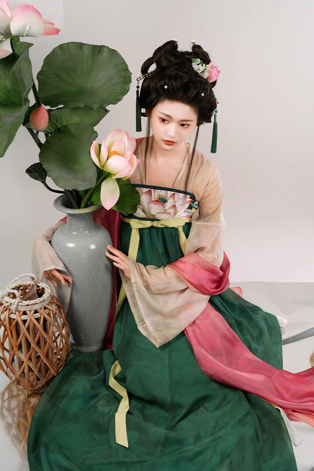 Tang dynasty hanfu green hanfu dress for jiangnan - leyan 乐嫣