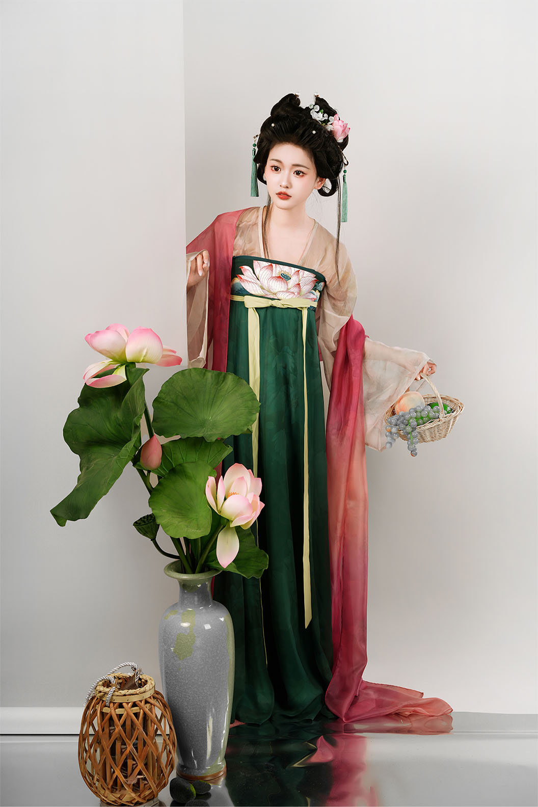 Tang dynasty hanfu green hanfu dress for jiangnan - leyan 乐嫣