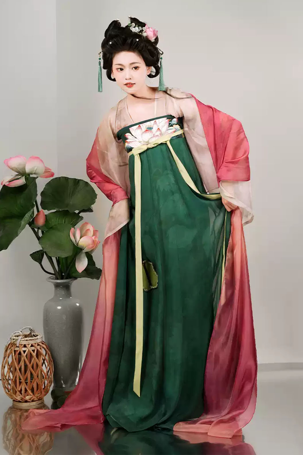 Tang dynasty hanfu green hanfu dress for jiangnan - leyan 乐嫣