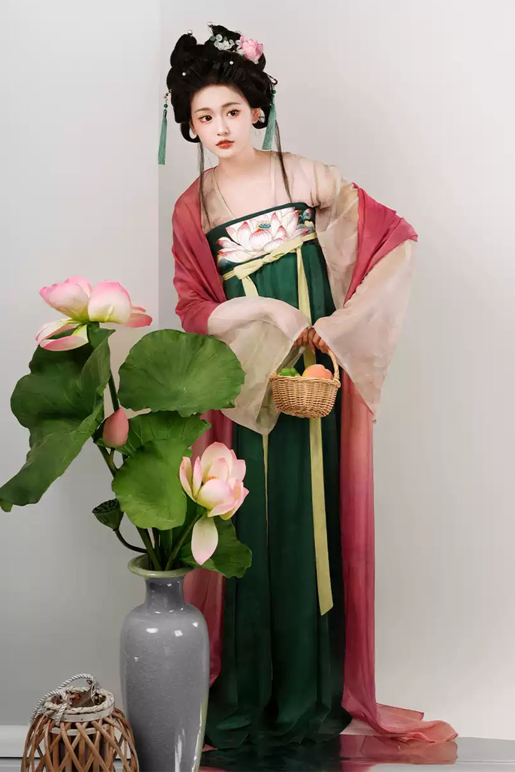 Tang dynasty hanfu green hanfu dress for jiangnan - leyan 乐嫣