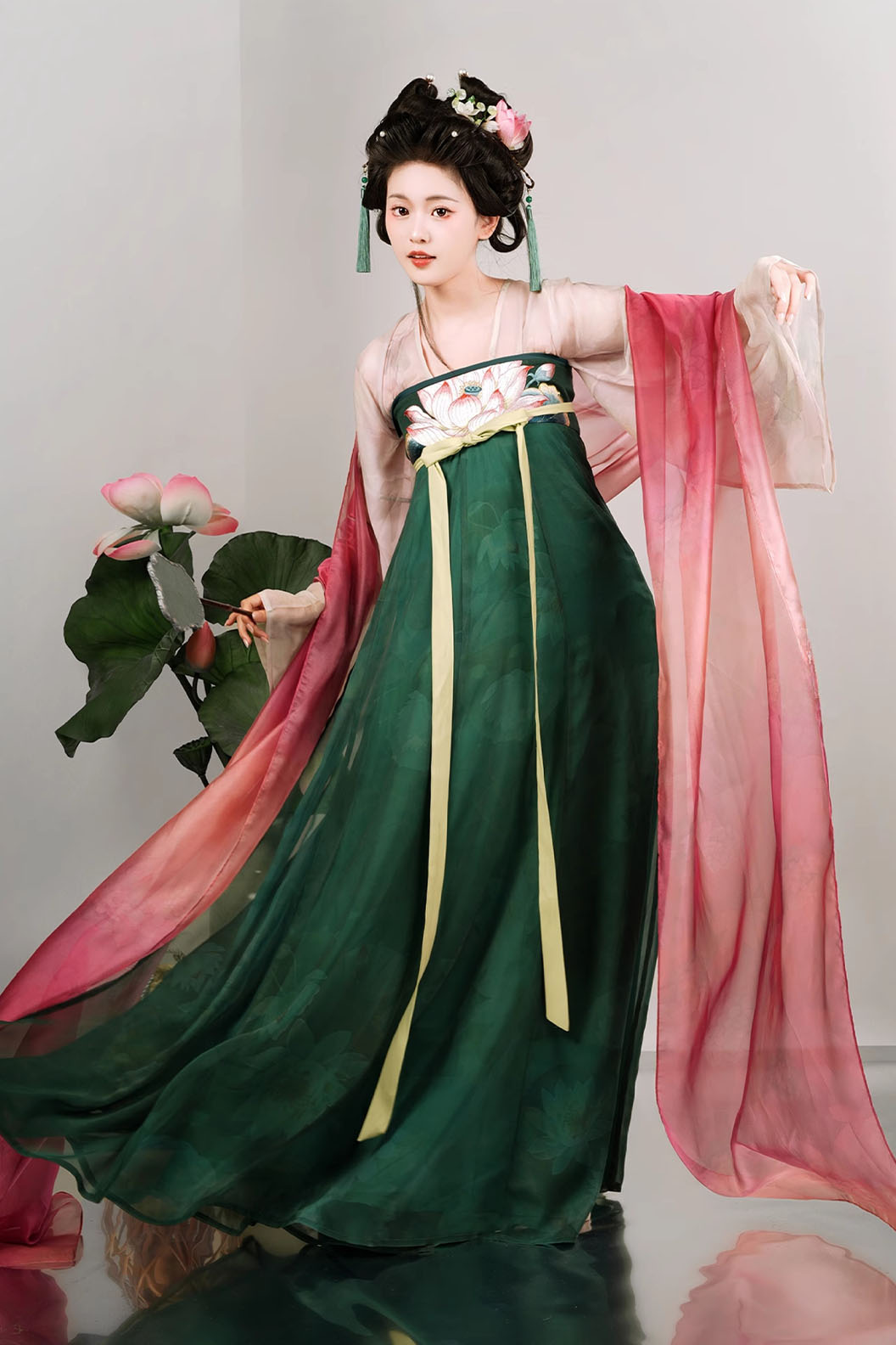 Tang dynasty hanfu green hanfu dress for jiangnan - leyan 乐嫣