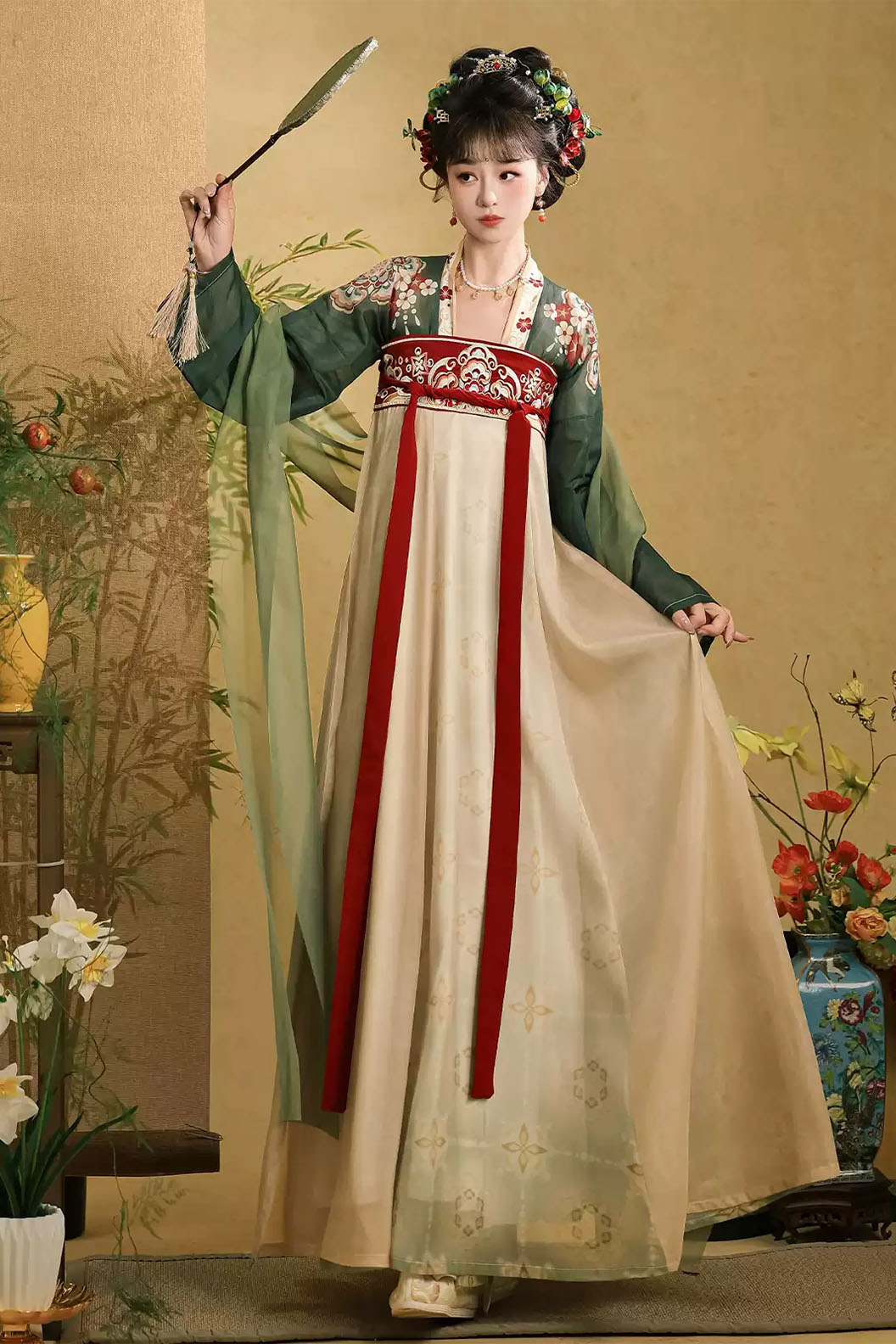 Tang dynasty hanfu embroidered ruqun hanfu dress for spring - dengyunque 灯云阙