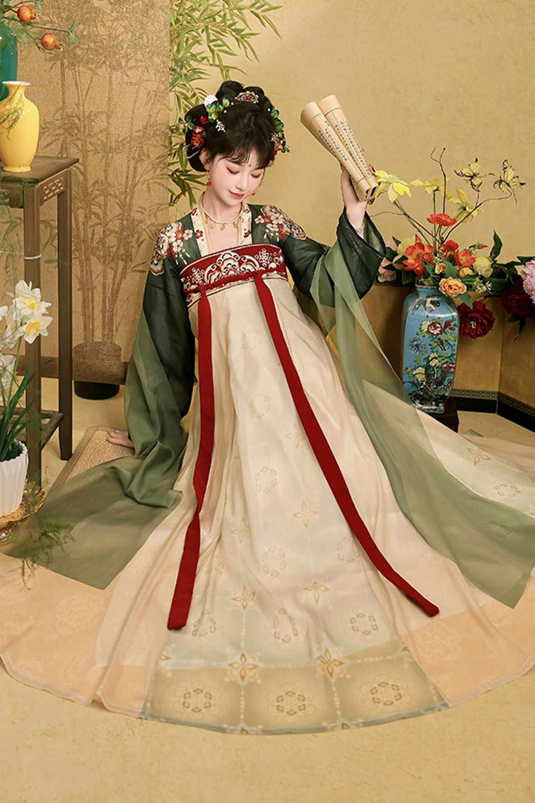 Tang dynasty hanfu embroidered ruqun hanfu dress for spring - dengyunque 灯云阙