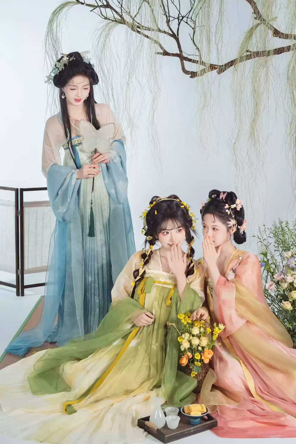 Tang Dynasty Hanfu High-Waisted Skirt with pibo- yunshangjiao 云上娇